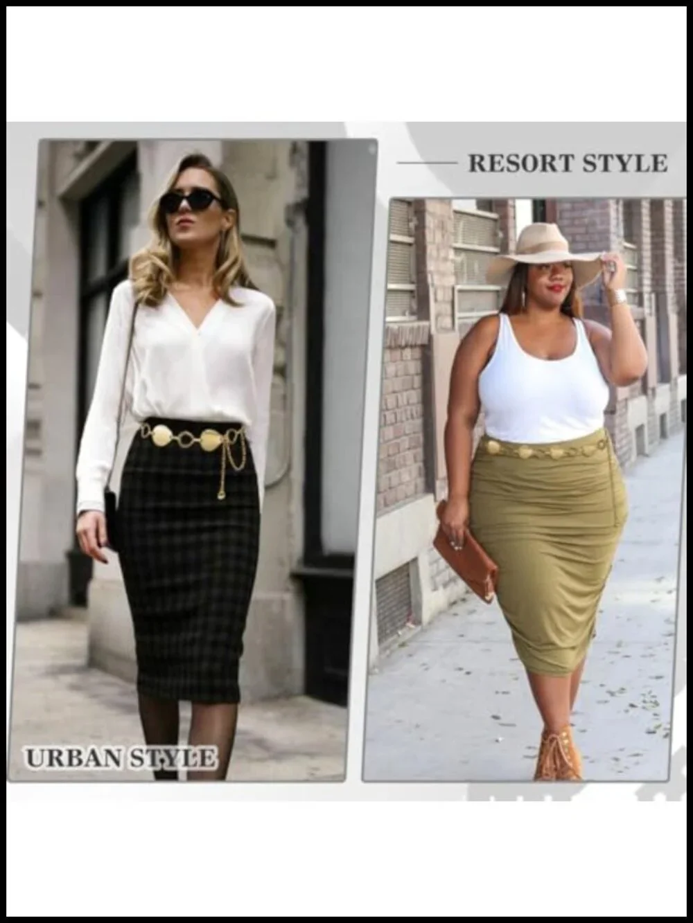 Women's Metal Chain Belt with Lobster Clasp, Irregular Oval Waist Belt